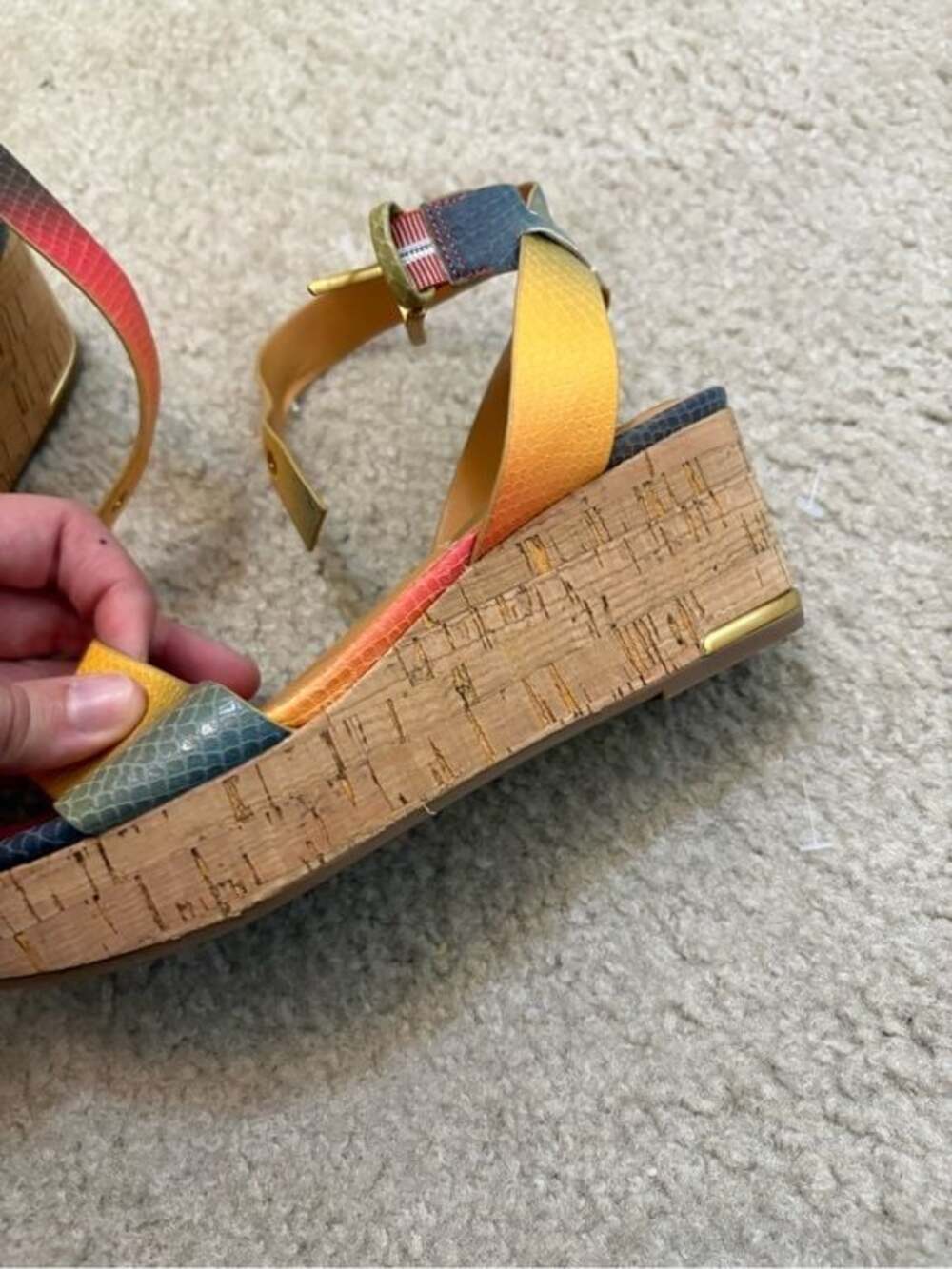 Ombre Snake-Embossed Ankle-Strap Wedges - Picture 5 of 9